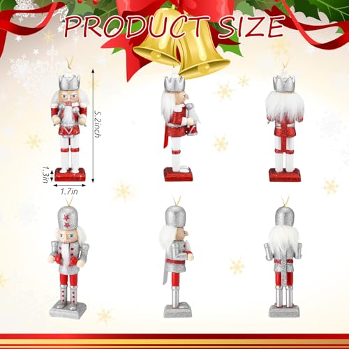 Jetec 10 Pcs Christmas Nutcracker Wooden Hanging Ornaments 5 Inch U816355