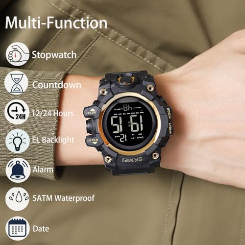 Gosasa Men's Large Face Digital Sports Watch Waterproof Military Wrist Watch U6228