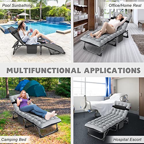 ABORON Folding Camping Cot with Mat for Adults, Heavy Duty Outdoor Bed with Carry Bag C211720