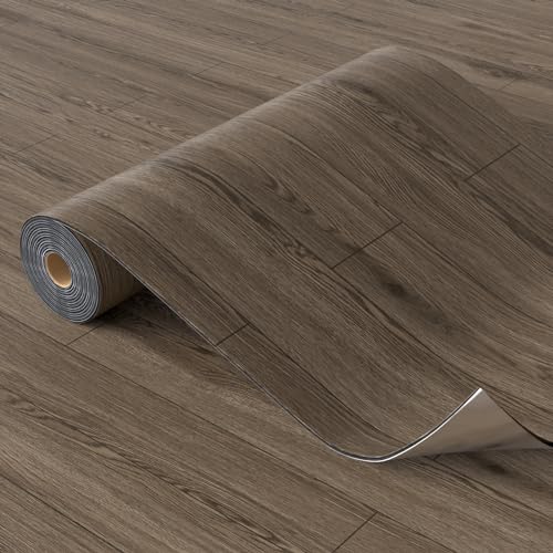Oxdigi Peel and Stick Vinyl Flooring Roll 23"x393" Waterproof Wood Plank U1250