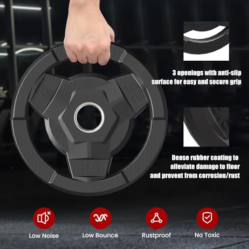 Rubber Coated Olympic Weight Plate 2-Inch for Barbell Strength Training D573330