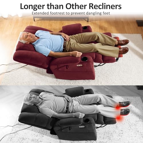 MCombo Large Triple Motor Power Lift Recliner Chair with Massage and Dual Heating, Grey D316