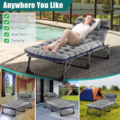DoCred Folding Camping Cot with Mattress, 2 Pack, Heavy Duty for Adults, Portable with Carry Bag C814529