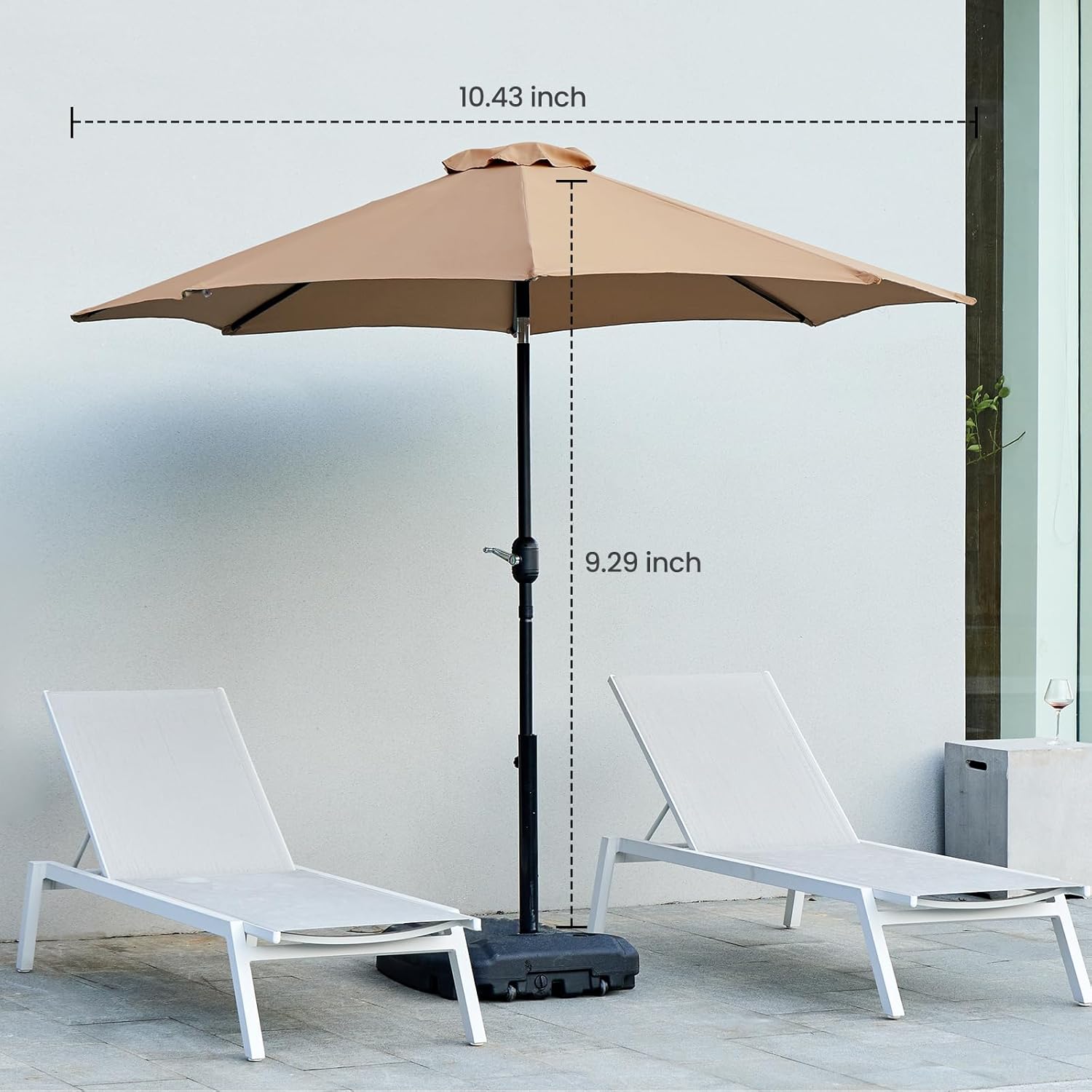 OLIXIS 9' Outdoor Patio Umbrella with Push Button Tilt and Crank, Tan Y991