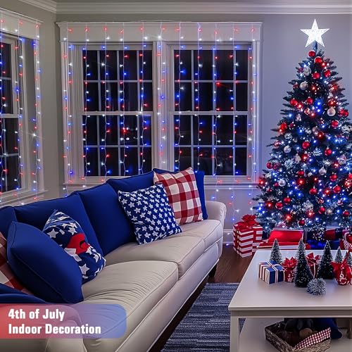 JMEXSUSS 300 LED Remote Control Christmas Curtain Lights, Warm White V64841