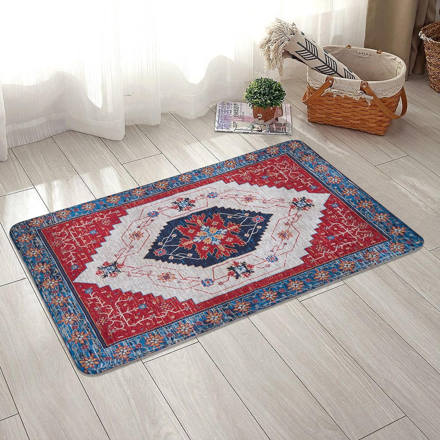 Boho Vintage 2'x3' Non Slip Washable Entryway Rug S737564