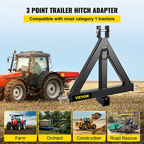 Happybuy Heavy Duty 3 Point 2 Inch Steel Drawbar Tractor Trailer Hitch B2720