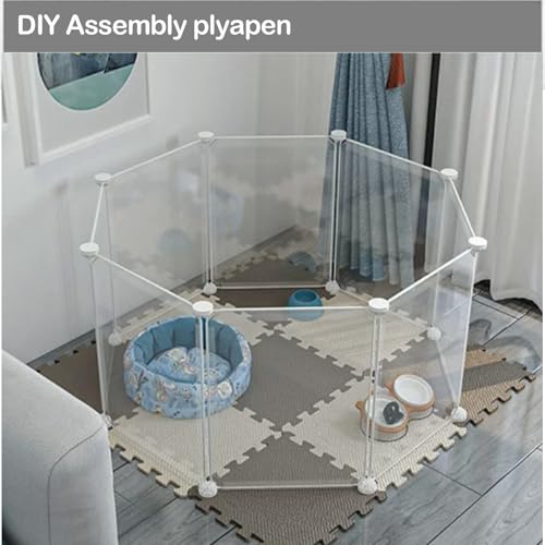 Transparent Dog Playpen with Wall Anchor, 23.6" H, 10 Panels, White N19944