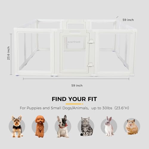 Clear Acrylic Dog Playpen for Small & Medium Pets, 30.3" Height, 10 Panels E1222