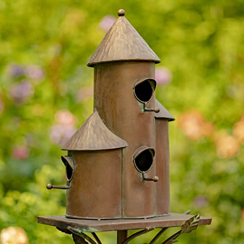 Large Copper Multi-Birdhouse Stakes for 4 Bird Families A740