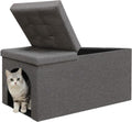 Cat Litter Box Enclosure Furniture, Hidden Litter Box Furniture Ottoman Extra Large Flip-Up Lid, Cat Washroom Bench Storage Cabinet, Dog Proof, Easy Assembly, Gray (30 x 20 x 20 Inches)
