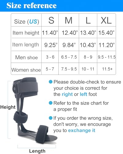 AFO Drop Foot Brace Medical Ankle Foot Orthosis Support Right Medium Y511534