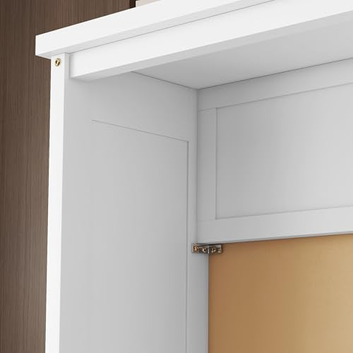 Queen Size Murphy Bed with Desk & Charging Station, White K505073