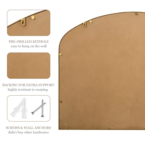 Large Arch Wall Mirror 28x36, Beaded Frame, Antique Gold Y282