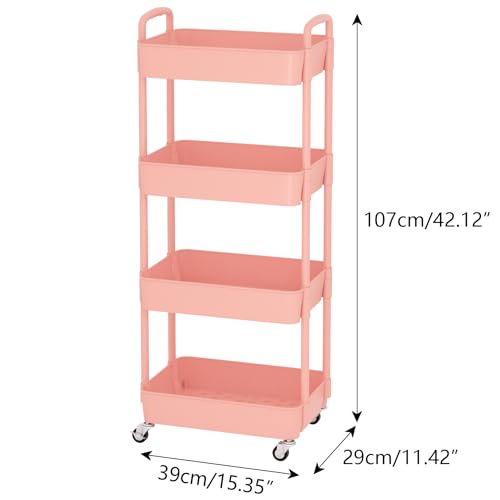 Sywhitta 3-Tier Plastic Rolling Utility Cart with Handle, Black F220270