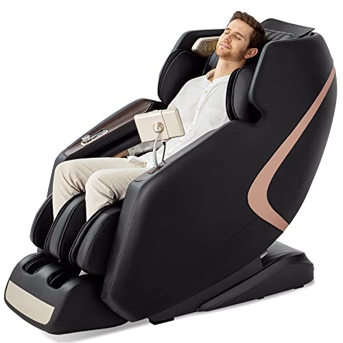 Giantex 3D Full Body Massage Chair, Zero-Gravity Massage Recliner Chair w/ 7'' Touch Screen & SL Track, 12 Auto Mode (Black + Brown)