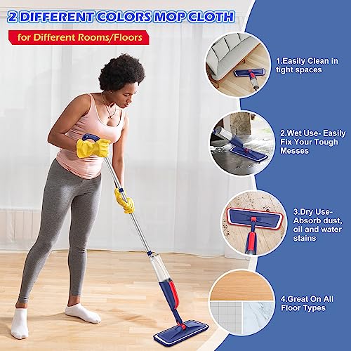 MEXERRIS Spray Mop for Hardwood Floors with 5X Washable Pads S732