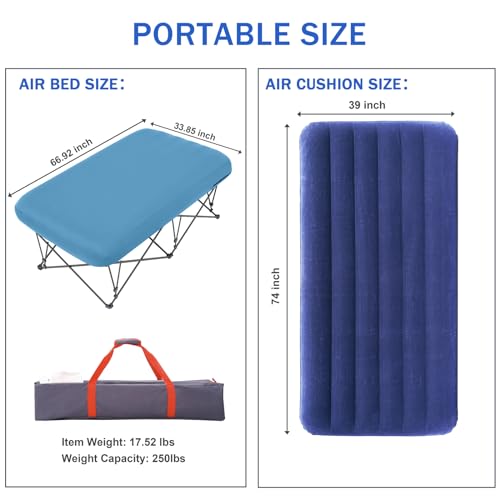 KAMPKEEPER Folding Camping Cot with Inflatable Air Mattress and Carry Bag M949