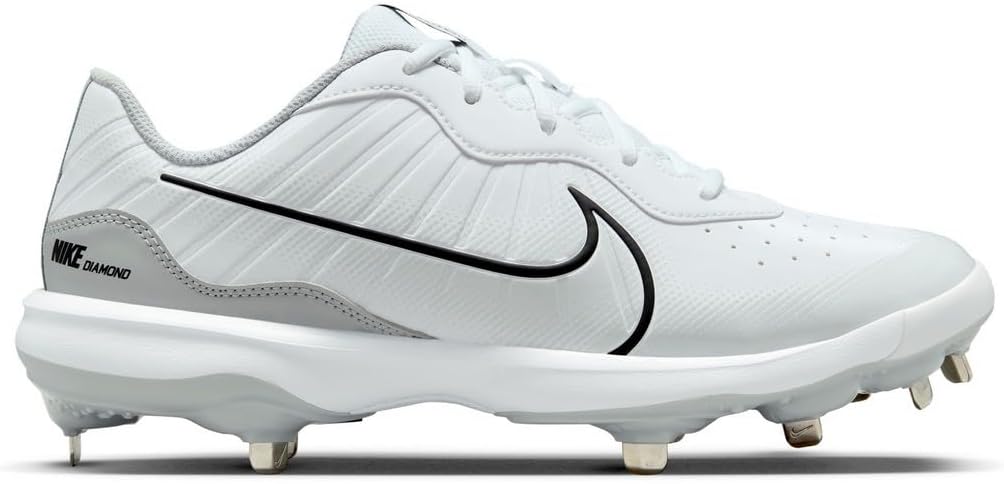 Nike Alpha Huarache Varsity 4 Low Metal Baseball Cleats White Gray Size 8 E56172