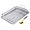 Eyourlife 2 Piece 18/8 Stainless Steel Air Fryer Basket for Oven, 12.8 x 9.6 Inch Crisper Tray and Basket for Oven, Oven Air Fry Mesh Basket Set, Air Fryer Oven Basket for Fries/Bacon for Christmas