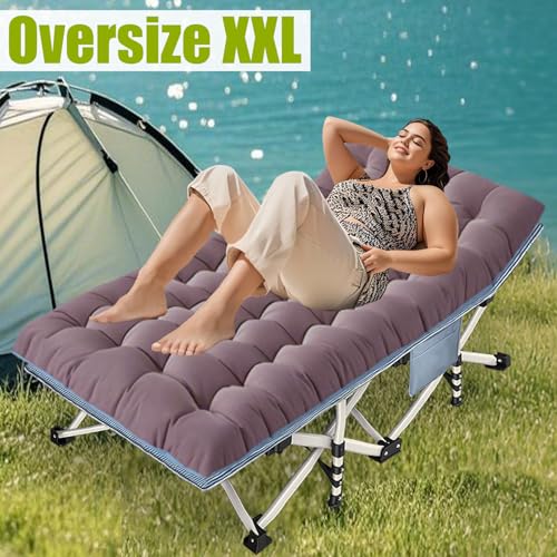XXL Camping Cot for Adults with Mattress Heavy Duty Folding Bed with Carry Bag H5280