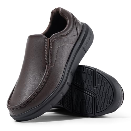 FitVille EasyWalk V1 Men's Wide Leather Slip-On Loafers S1719