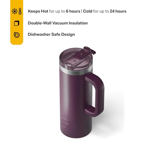 RTIC 20oz Road Trip Travel Mug with Lid and Handle, Insulated Stainless Steel P393441