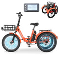 Electric Trike, Electric Tricycle for Adults, 20"" Folding 3 Wheels Electric Bicycle Bikes, 48V 500W Motorized Electric Ebike with Aluminum Frame, Removable Battery and Basket, Sunbeam