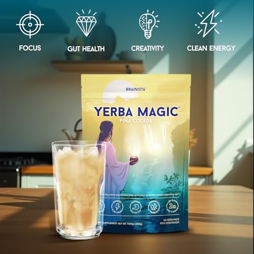 Yerba Magic Pina Colada Yerba Mate Instant Tea Powder, 3-in-1 Super Drink, 30 Servings K645