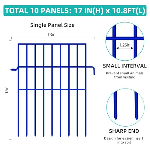 Animal Barrier Fence, 25 Panels, 17in x 27ft, Rustproof Metal Garden Fence G247