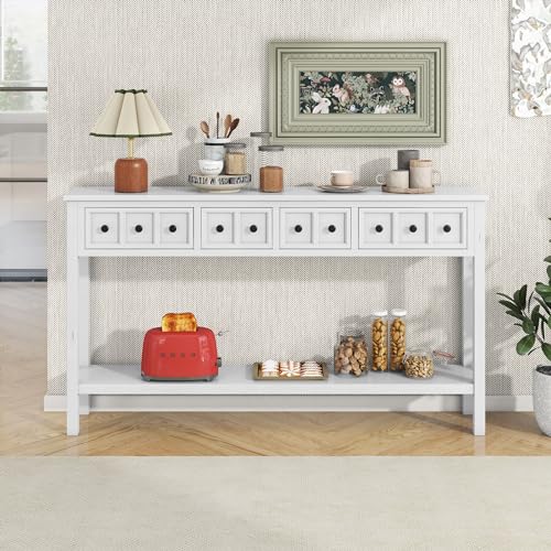 YUNLife Sideboard Console Table with 2 Drawers and Bottom Shelf O3573