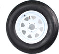eCustomrim Mounted Radial Trailer Tire and Rim ST205/75R15 15X5 5-4.5 White Spoke Wheel - 6 Year Warranty w/Free Roadside