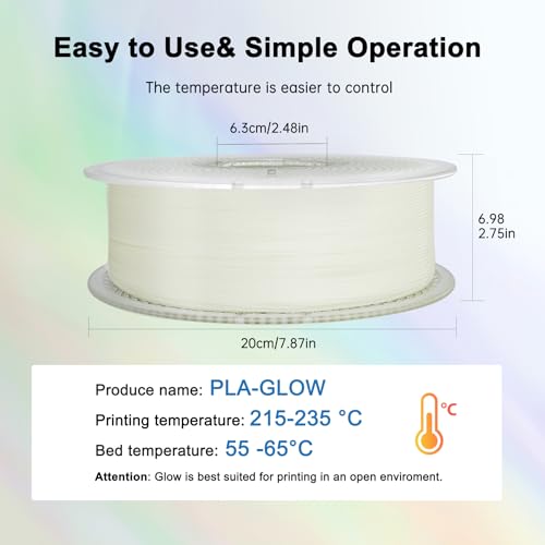 Glow in The Dark PLA 3D Printer Filament 1.75mm Multicolor 1KG Spool K36044