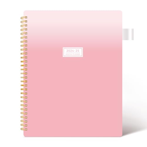 Monthly Planner 2024-2025, Monthly Calendar Planner, 18-Month Planner, Jul.2024-Dec.2025, 8.5" x 11", AIMPEAK Monthly Planner with Pocket, Pen Loop, Flexible Cover, Spiral Binding, Pink
