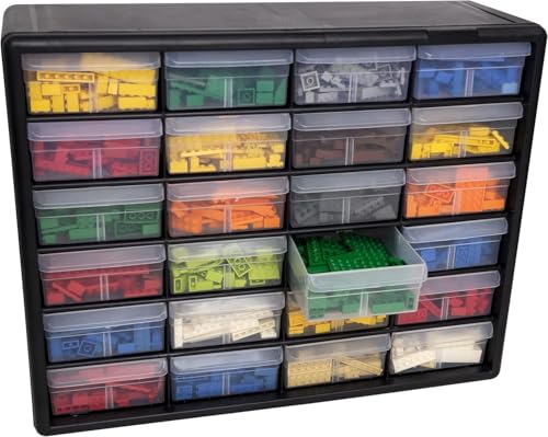 Akro-Mils 24-Drawer Plastic Storage Cabinet, Black I624065