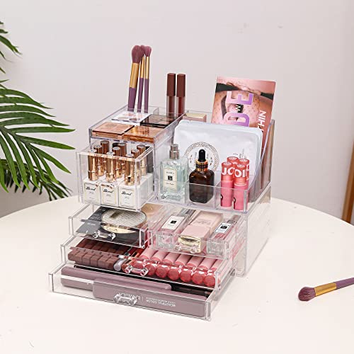 Clear Makeup Organizer with Drawers, Stackable Cosmetic Storage for Vanity M903741