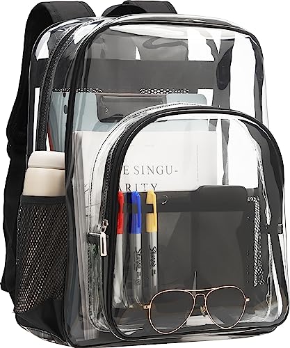 TPU Clear Backpack, Stadium Approved Large Clear Backpack, Clear Backpack Heavy Duty for Stadium, Work, Travel