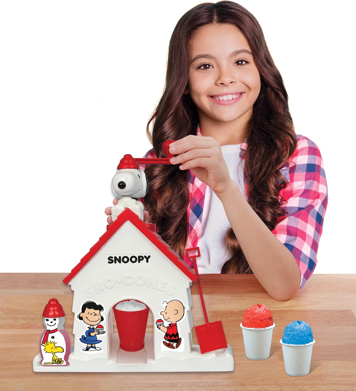 Snoopy SNO-Cone Machine Shaved Ice Maker with Fruit Punch Flavor Packet I104150