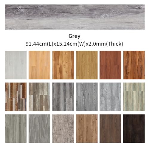 Self Adhesive Vinyl Flooring Planks Wood Effect Waterproof Grey 36pcs U963416