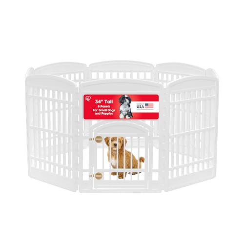IRIS USA 34" 8-Panel Dog Playpen with Door, Black N326