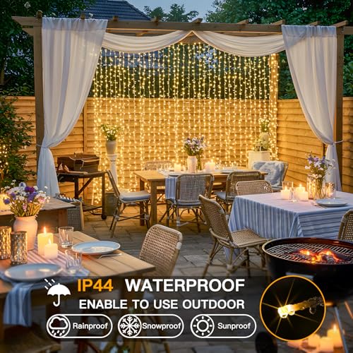 suddus Curtain Lights 300 LED Warm White for Bedroom, Outdoor & Christmas Decor K310