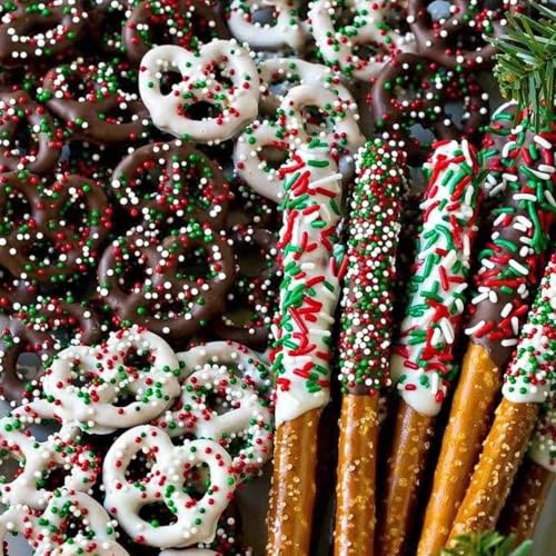 Christmas Sprinkles Bulk 1 lb - Red White Green Round Baking Toppings O347849