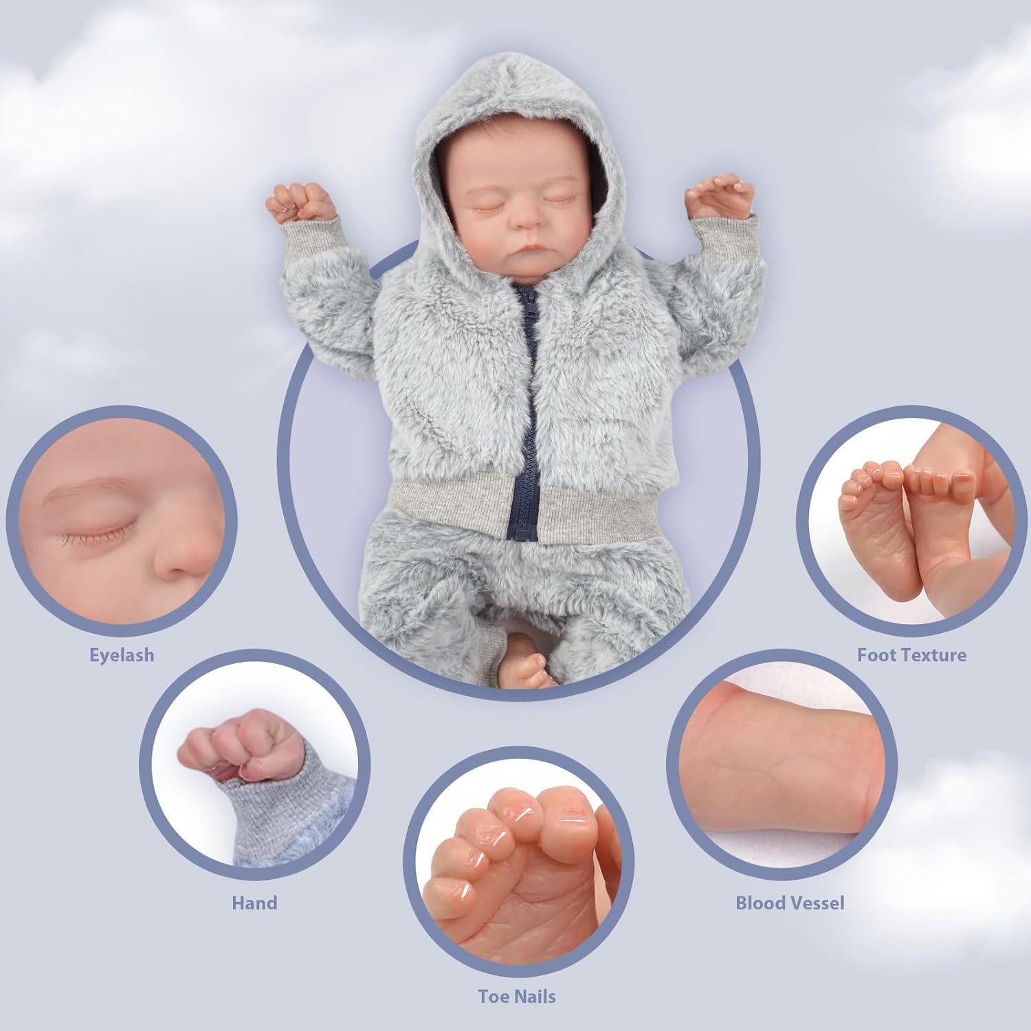 JIZHI Lifelike Reborn Baby Dolls Boy - 17-Inch Soft Realistic Newborn Vinyl Doll for Kids Age 3+ F9109