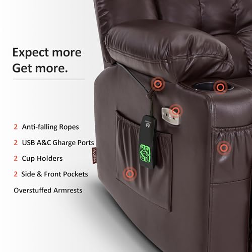 MCombo Dual Motor Power Lift Recliner Chair for Elderly with Heat and Massage, Black E570141