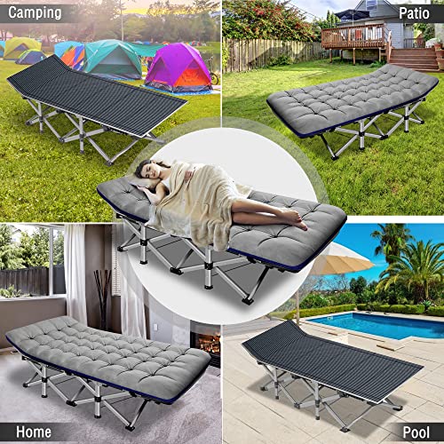 ABORON Folding Camping Cot with Mat for Adults, Heavy Duty Outdoor Bed with Carry Bag C211720