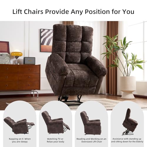 Oversized Power Lift Recliner Chair with Massage and Heat for Elderly, Beige R7985