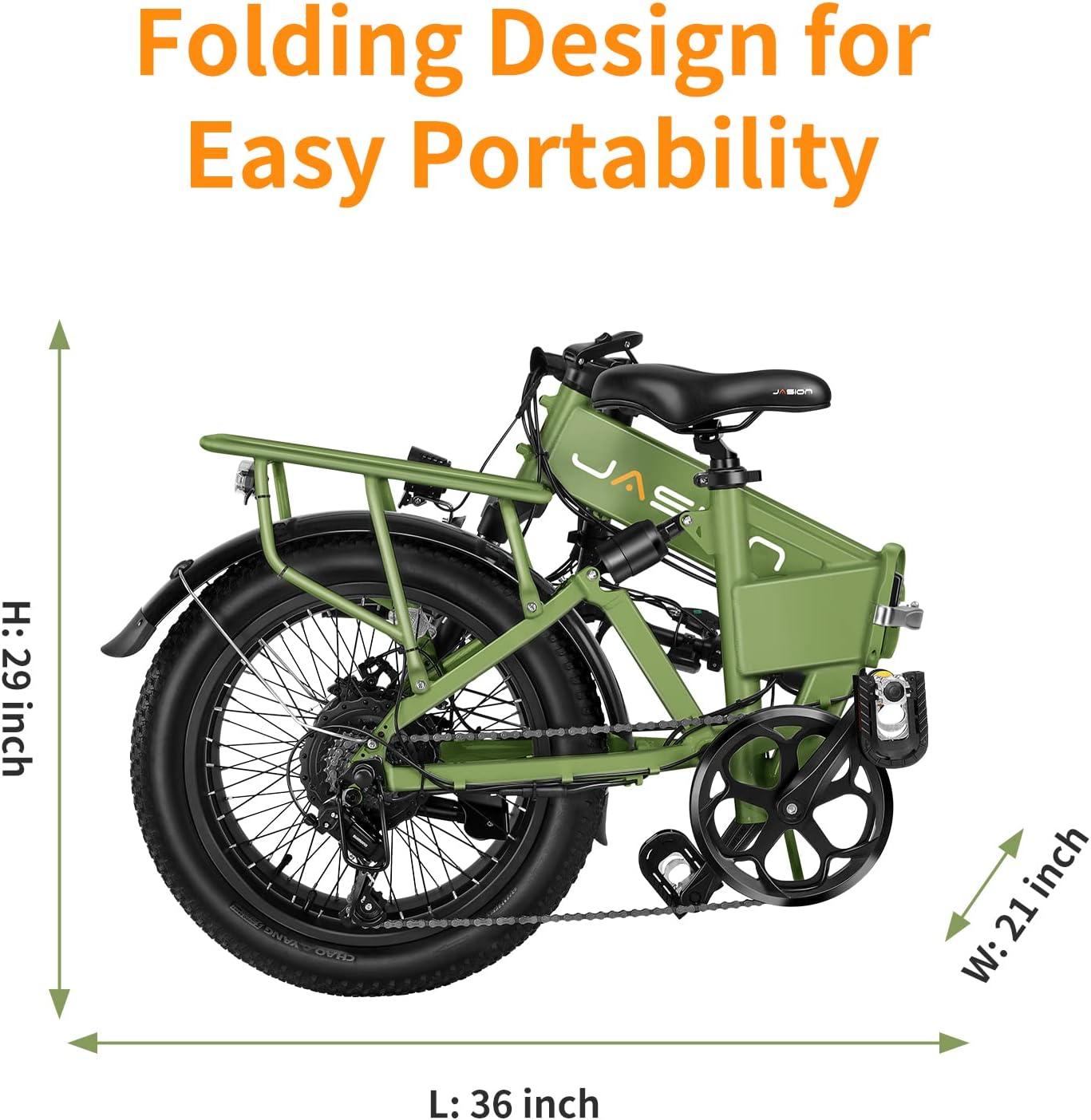 Jasion EB7 2.0 Folding Electric Bike for Adults, 850W Motor, 20" Fat Tire L86670