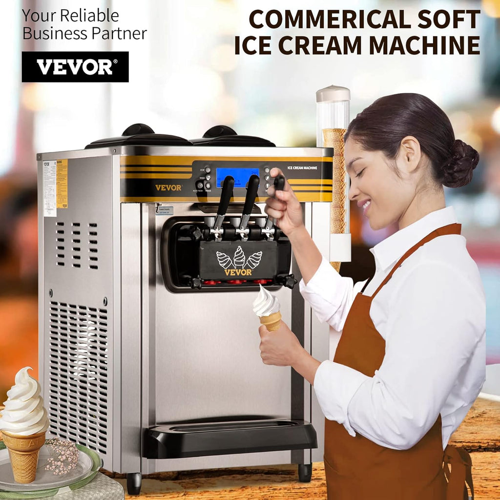 VEVOR Commercial Ice Cream Maker, 22-30L/H, 2350W Countertop Soft Serve Machine Z834