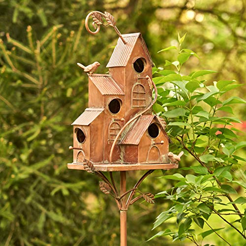 Large Copper Multi-Birdhouse Stakes for 4 Bird Families A740