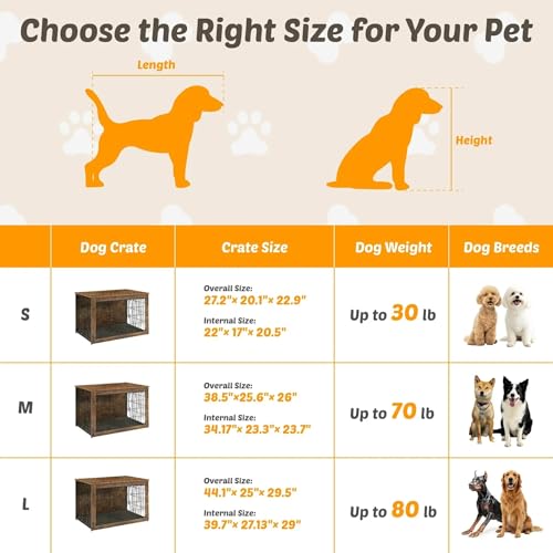 Wooden Dog Crate End Table for Large Indoor Use, Rustic Brown B947201